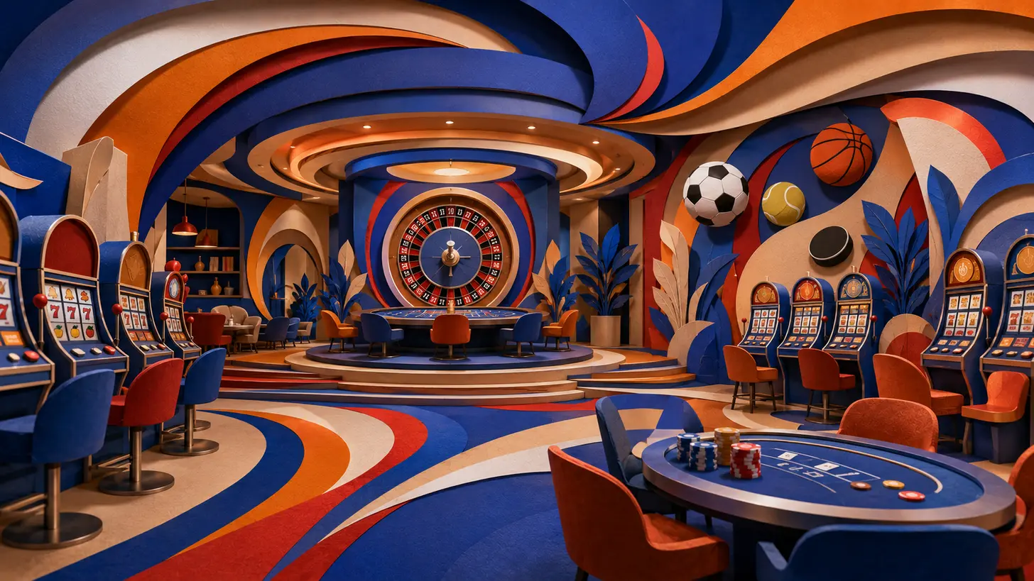 Salón de casino de Playcet Argentina con tragamonedas, ruleta y mesas de juego